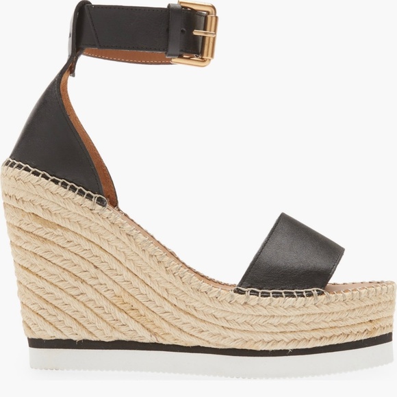 SEE BY CHLOE Glynn Black Espadrille Wedge Sandals - Picture 8 of 12